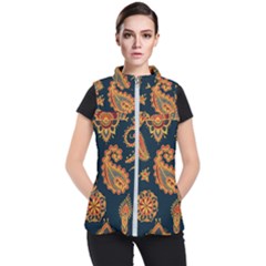 Bright-seamless-pattern-with-paisley-mehndi-elements-hand-drawn-wallpaper-with-floral-traditional-in Women s Puffer Vest