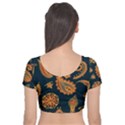 Bright-seamless-pattern-with-paisley-mehndi-elements-hand-drawn-wallpaper-with-floral-traditional-in Velvet Short Sleeve Crop Top  View2