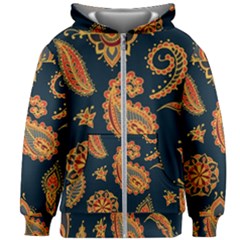 Bright-seamless-pattern-with-paisley-mehndi-elements-hand-drawn-wallpaper-with-floral-traditional-in Kids  Zipper Hoodie Without Drawstring