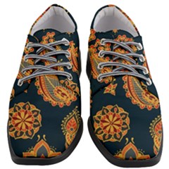 Bright-seamless-pattern-with-paisley-mehndi-elements-hand-drawn-wallpaper-with-floral-traditional-in Women Heeled Oxford Shoes by Ket1n9