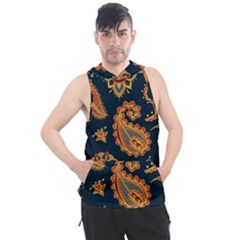 Bright-seamless-pattern-with-paisley-mehndi-elements-hand-drawn-wallpaper-with-floral-traditional-in Men s Sleeveless Hoodie