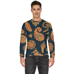 Bright-seamless-pattern-with-paisley-mehndi-elements-hand-drawn-wallpaper-with-floral-traditional-in Men s Fleece Sweatshirt by Ket1n9