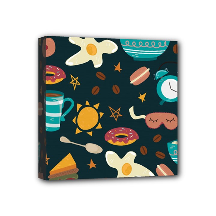 Seamless-pattern-with-breakfast-symbols-morning-coffee Mini Canvas 4  x 4  (Stretched)