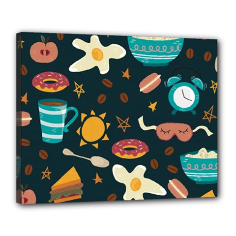 Seamless-pattern-with-breakfast-symbols-morning-coffee Canvas 20  X 16  (stretched) by Ket1n9