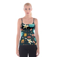 Seamless-pattern-with-breakfast-symbols-morning-coffee Spaghetti Strap Top