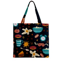 Seamless-pattern-with-breakfast-symbols-morning-coffee Zipper Grocery Tote Bag