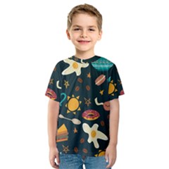 Seamless-pattern-with-breakfast-symbols-morning-coffee Kids  Sport Mesh T-Shirt