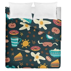 Seamless-pattern-with-breakfast-symbols-morning-coffee Duvet Cover Double Side (Queen Size)