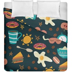 Seamless-pattern-with-breakfast-symbols-morning-coffee Duvet Cover Double Side (King Size)