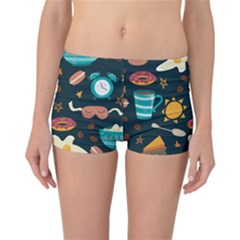 Seamless-pattern-with-breakfast-symbols-morning-coffee Reversible Boyleg Bikini Bottoms