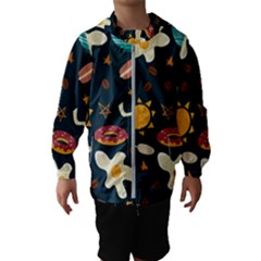 Seamless-pattern-with-breakfast-symbols-morning-coffee Kids  Hooded Windbreaker