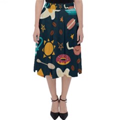 Seamless-pattern-with-breakfast-symbols-morning-coffee Classic Midi Skirt