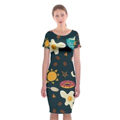 Seamless-pattern-with-breakfast-symbols-morning-coffee Classic Short Sleeve Midi Dress