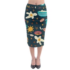 Seamless-pattern-with-breakfast-symbols-morning-coffee Midi Pencil Skirt