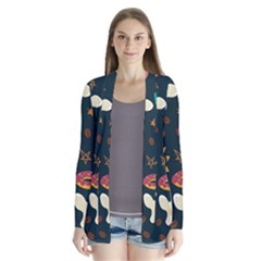 Seamless-pattern-with-breakfast-symbols-morning-coffee Drape Collar Cardigan