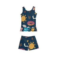 Seamless-pattern-with-breakfast-symbols-morning-coffee Kids  Boyleg Swimsuit