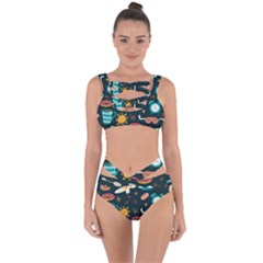 Seamless-pattern-with-breakfast-symbols-morning-coffee Bandaged Up Bikini Set 