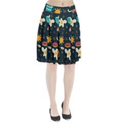 Seamless-pattern-with-breakfast-symbols-morning-coffee Pleated Skirt