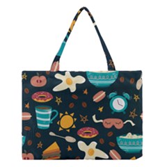 Seamless-pattern-with-breakfast-symbols-morning-coffee Medium Tote Bag