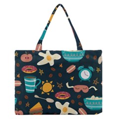 Seamless-pattern-with-breakfast-symbols-morning-coffee Zipper Medium Tote Bag