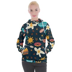 Seamless-pattern-with-breakfast-symbols-morning-coffee Women s Hooded Pullover