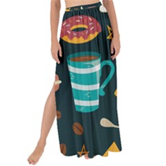 Seamless-pattern-with-breakfast-symbols-morning-coffee Maxi Chiffon Tie-up Sarong by Ket1n9