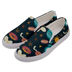 Seamless-pattern-with-breakfast-symbols-morning-coffee Men s Canvas Slip Ons