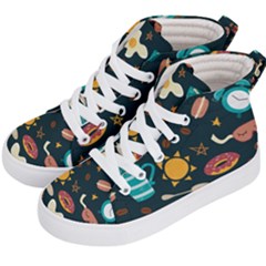 Seamless-pattern-with-breakfast-symbols-morning-coffee Kids  Hi-Top Skate Sneakers