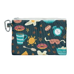 Seamless-pattern-with-breakfast-symbols-morning-coffee Canvas Cosmetic Bag (Large)