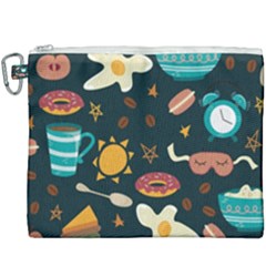 Seamless-pattern-with-breakfast-symbols-morning-coffee Canvas Cosmetic Bag (XXXL)