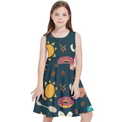 Seamless-pattern-with-breakfast-symbols-morning-coffee Kids  Skater Dress