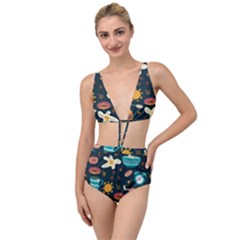 Seamless-pattern-with-breakfast-symbols-morning-coffee Tied Up Two Piece Swimsuit