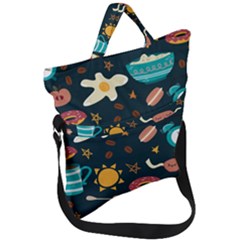 Seamless-pattern-with-breakfast-symbols-morning-coffee Fold Over Handle Tote Bag