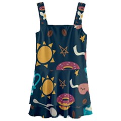 Seamless-pattern-with-breakfast-symbols-morning-coffee Kids  Layered Skirt Swimsuit