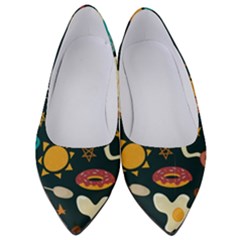 Seamless-pattern-with-breakfast-symbols-morning-coffee Women s Low Heels