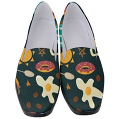 Seamless-pattern-with-breakfast-symbols-morning-coffee Women s Classic Loafer Heels