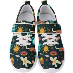 Seamless-pattern-with-breakfast-symbols-morning-coffee Men s Velcro Strap Shoes