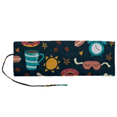 Seamless-pattern-with-breakfast-symbols-morning-coffee Roll Up Canvas Pencil Holder (M)