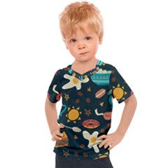 Seamless-pattern-with-breakfast-symbols-morning-coffee Kids  Sports T-Shirt