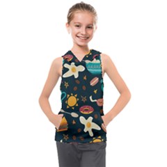 Seamless-pattern-with-breakfast-symbols-morning-coffee Kids  Sleeveless Hoodie