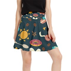 Seamless-pattern-with-breakfast-symbols-morning-coffee Waistband Skirt