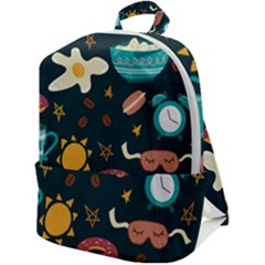 Seamless-pattern-with-breakfast-symbols-morning-coffee Zip Up Backpack