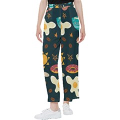 Seamless-pattern-with-breakfast-symbols-morning-coffee Women s Pants 