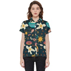 Seamless-pattern-with-breakfast-symbols-morning-coffee Short Sleeve Pocket Shirt