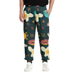 Seamless-pattern-with-breakfast-symbols-morning-coffee Men s Elastic Waist Pants