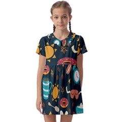 Seamless-pattern-with-breakfast-symbols-morning-coffee Kids  Asymmetric Collar Dress