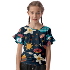 Seamless-pattern-with-breakfast-symbols-morning-coffee Kids  Cut Out Flutter Sleeves