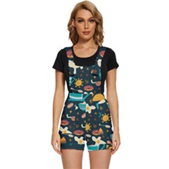 Seamless-pattern-with-breakfast-symbols-morning-coffee Short Overalls