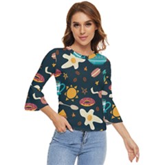 Seamless-pattern-with-breakfast-symbols-morning-coffee Bell Sleeve Top