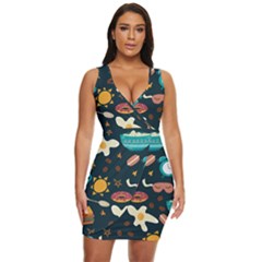 Seamless-pattern-with-breakfast-symbols-morning-coffee Draped Bodycon Dress